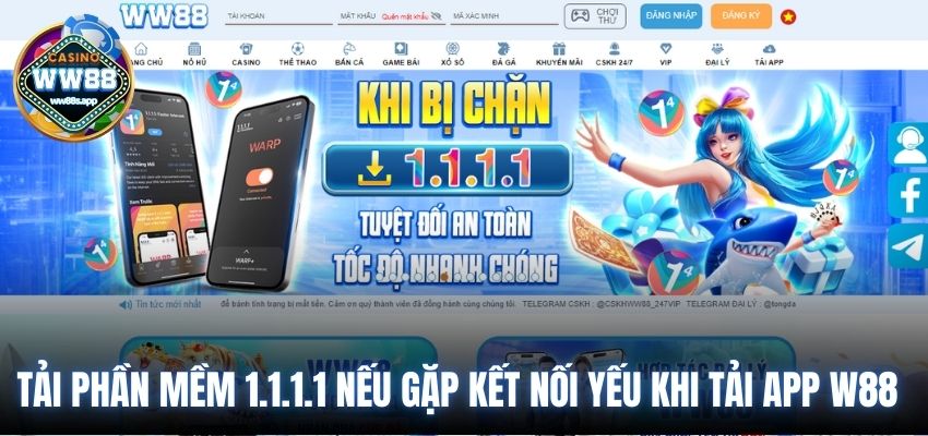 Tải phần mềm 1.1.1.1 nếu gặp kết nối yếu