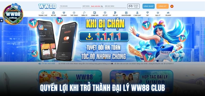 Quyền lợi khi trở thành đại lý WW88 Club